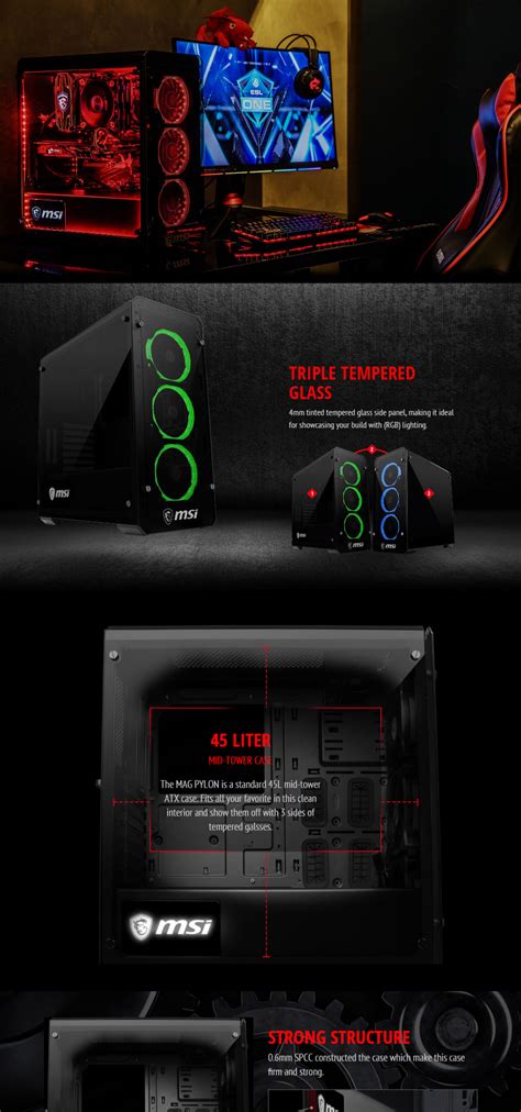 msi mag pylon tempered glass|PC CASE MAG PYLON .